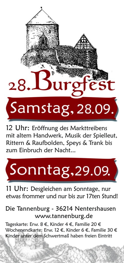 28. Burgfest & Mittelaltermarkt Tannenburg