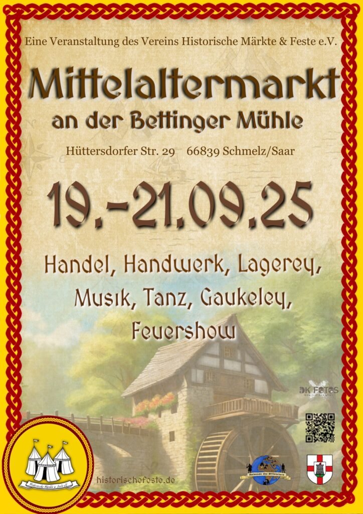 Mittelaltermarkt an der Bettinger Mühle in Schmelz 2025