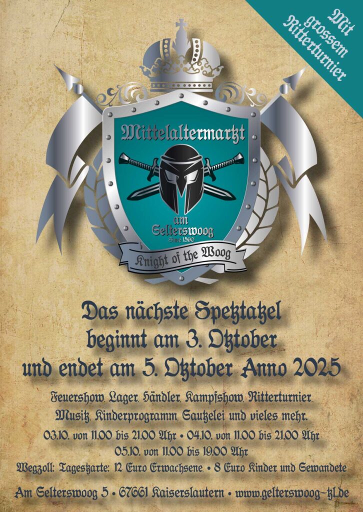 Mittelaltermarkt am Gelterswoog mit Ritterturnier | 03. bis 05. Oktober 2025