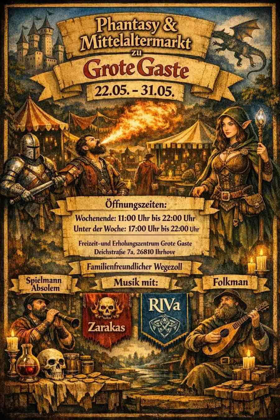 Phantasy & Mittelaltermarkt zur Grote Gaste 2026