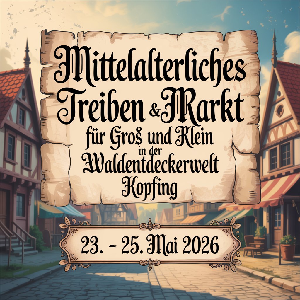 Mittelalterliches Treiben & Markt für Groß und Klein in der WaldEntdeckerWelt Kopfing 2026