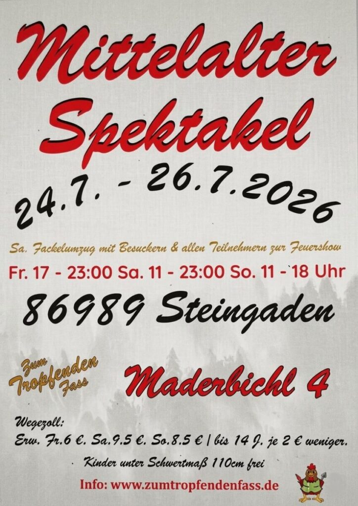 Mittelalterspektakel in Steingaden 2026