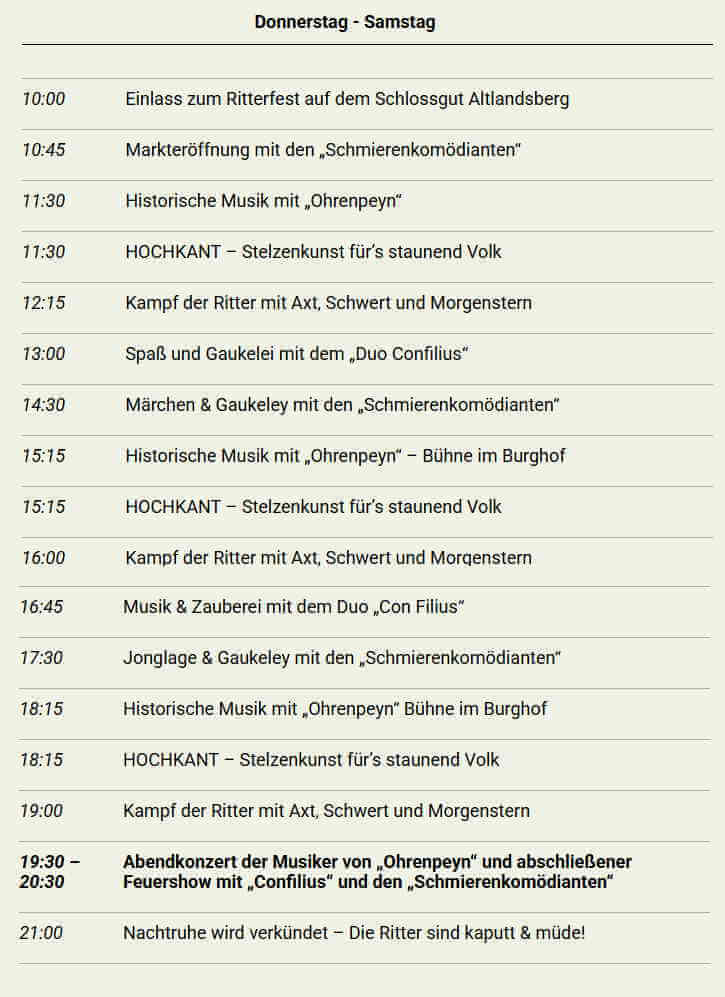 Ritterfest & Himmelfahrt auf dem Schlossgut Altlandsberg 2026