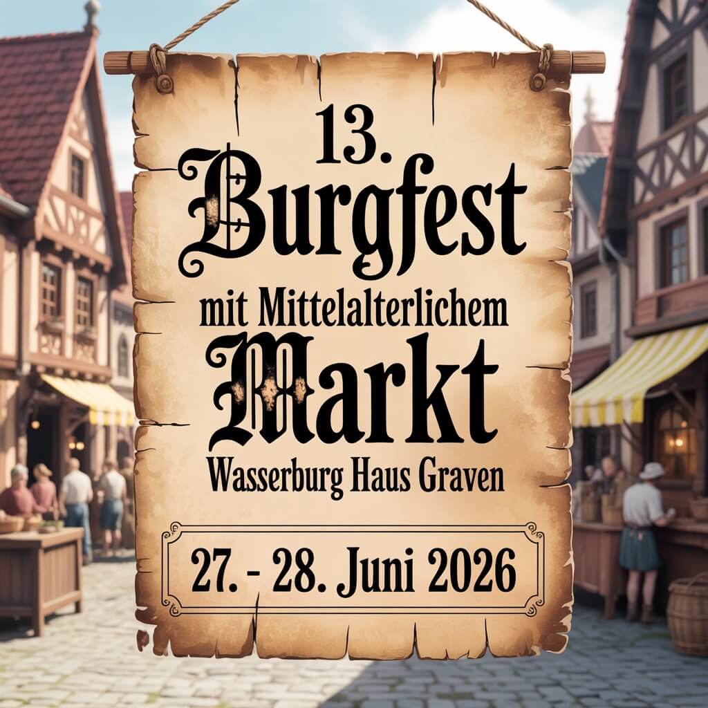 13. Burgfest mit mittelalterlichem Markt auf der Wasserburg Haus Graven