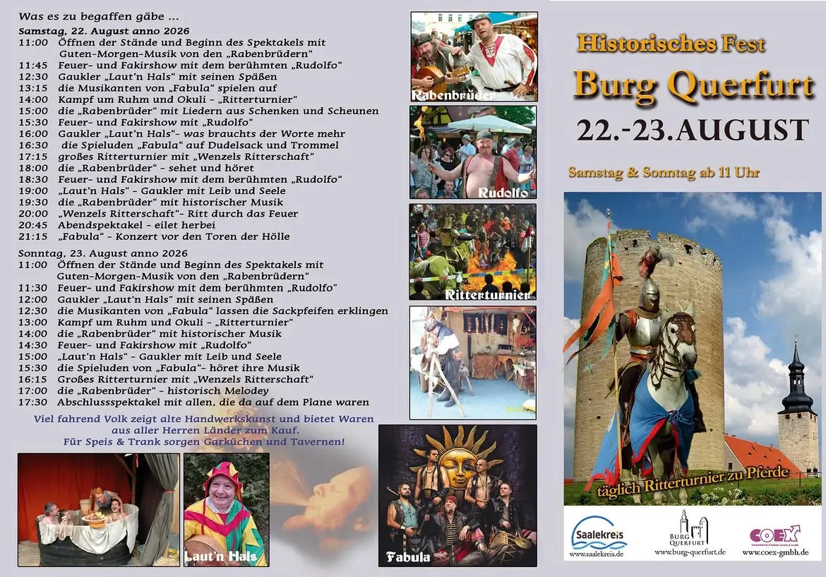 Programm 14. Historisches Burgfest Querfurt (ST) 2026