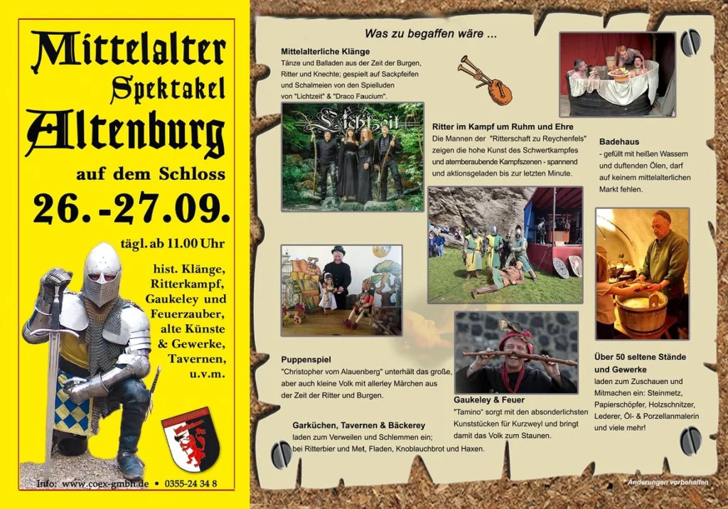 Programm 16. Historisches Schlossspektakel Altenburg (TH) 2026