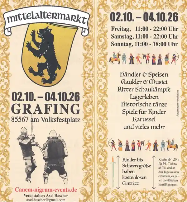 Mittelaltermarkt Grafing bei München 2026