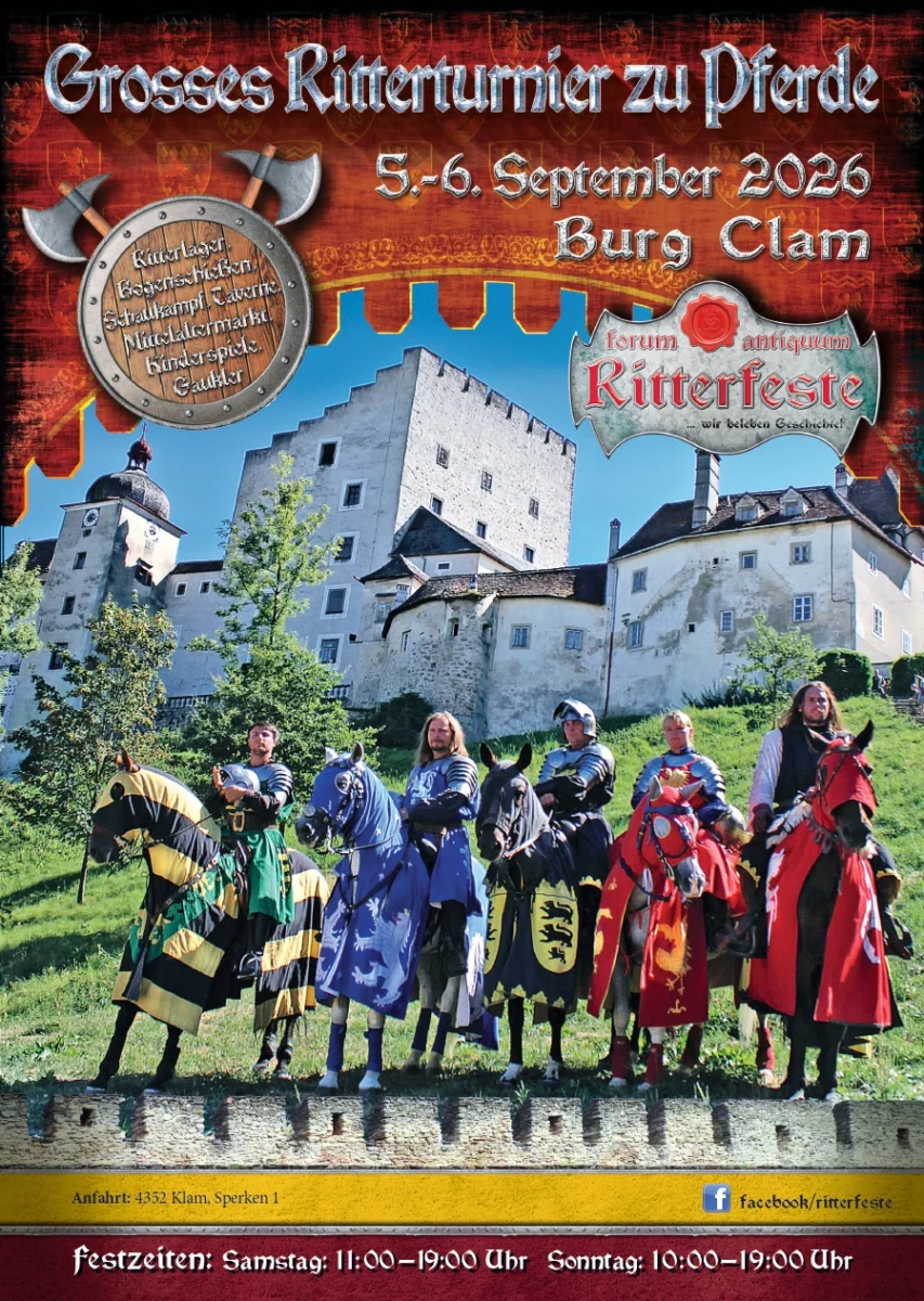 Grosses Ritterturnier zu Pferde auf Burg Clam 2026